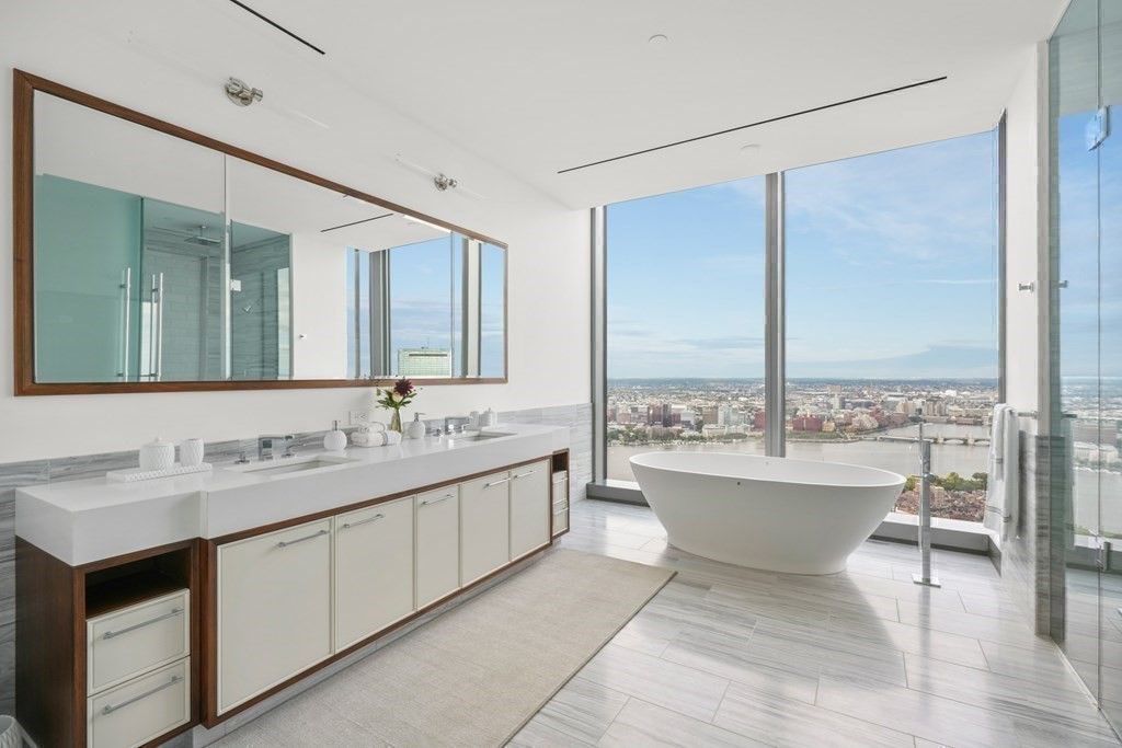 Bathroom, Dual Sink Vanities, Free Standing Baths, Interior, Wood Texture Flooring