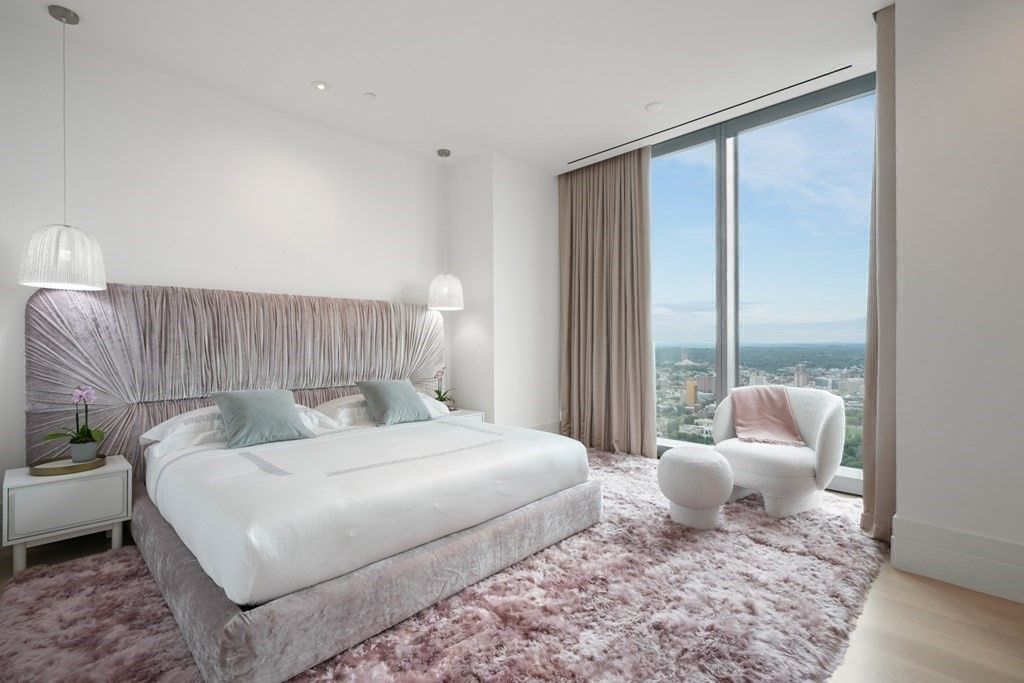Bedroom, Interior, Pendant Lights, Recessed Lighting, Wood Texture Flooring