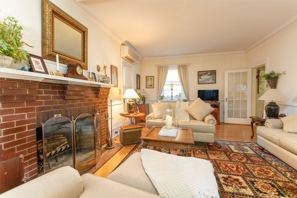 Fireplace, Interior, Living room, Stone Walls, Wood Texture Flooring