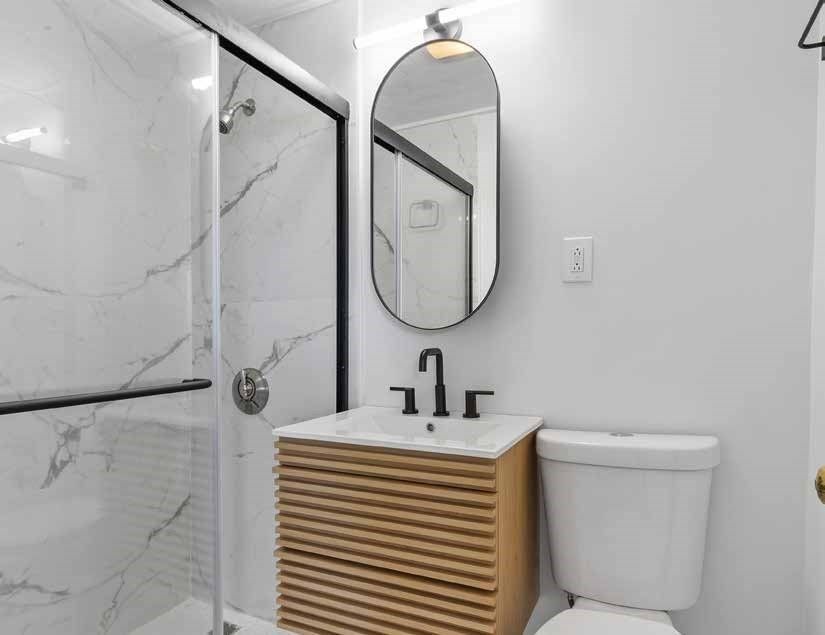 Bathroom, Glass Shower, Interior, Marble Walls