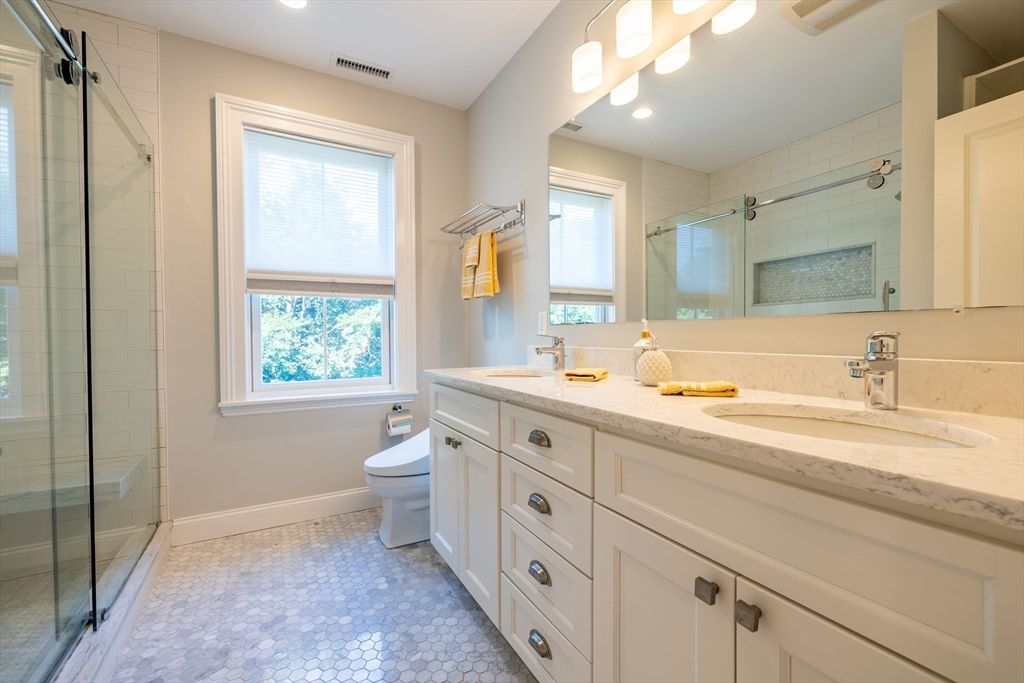Bathroom, Dual Sink Vanities, Glass Shower, Interior, Recessed Lighting