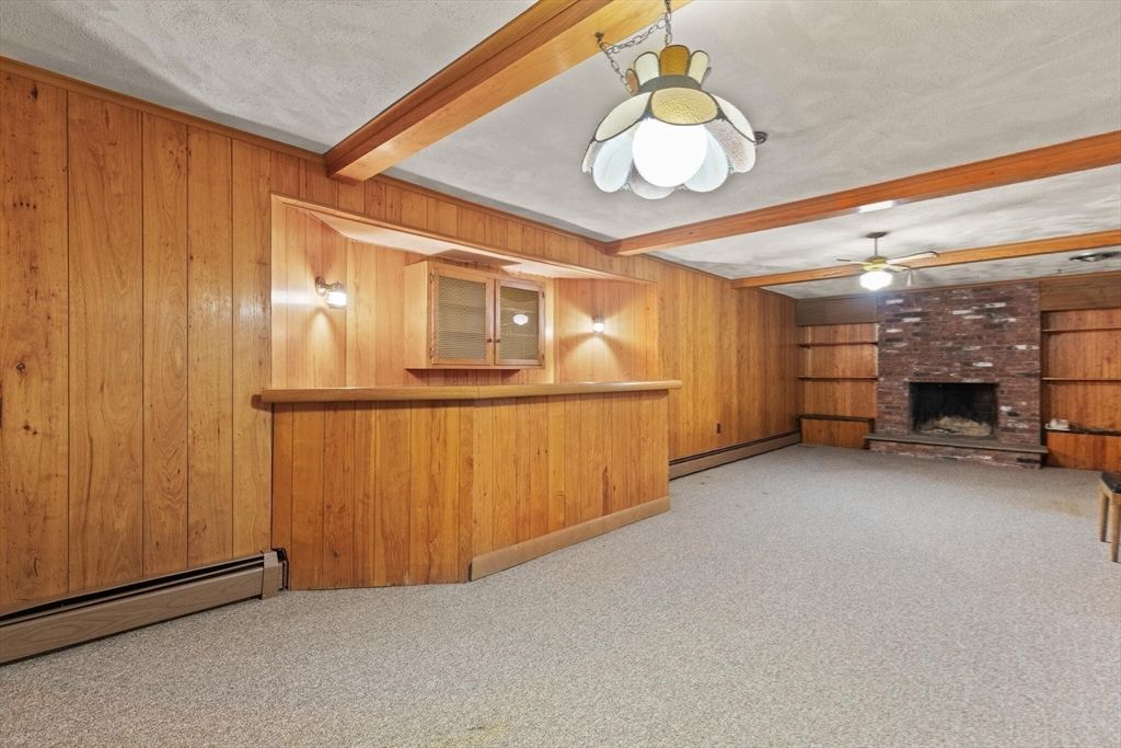 Empty room, Fireplace, Interior, Stone Walls, Wooden Walls