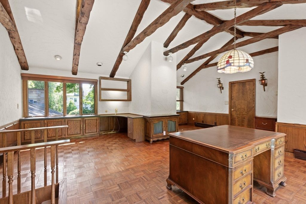 Interior, Pendant Lights, Wooden Beams, Wood Texture Flooring