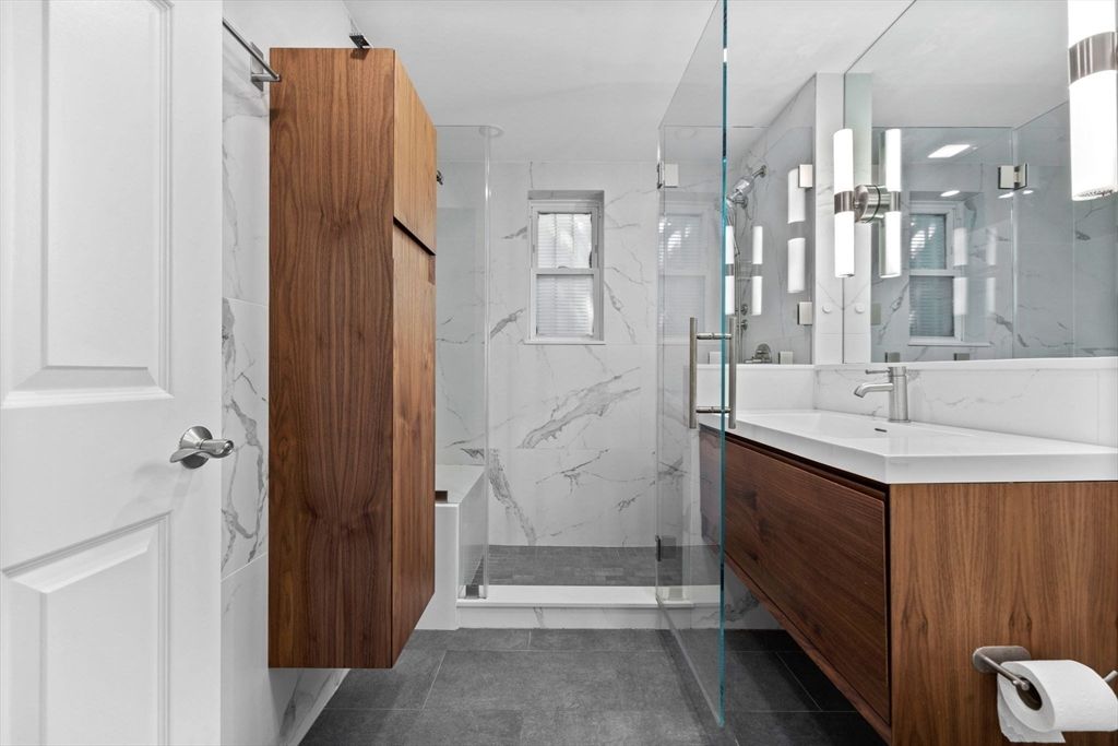 Bathroom, Glass Shower, Interior, Marble Walls