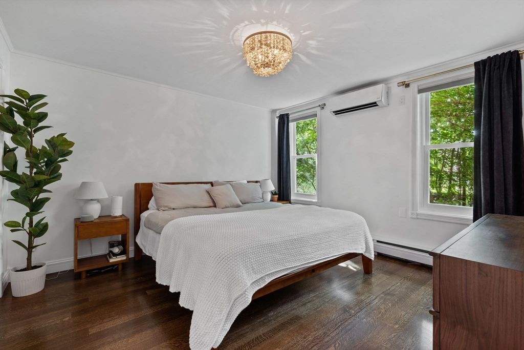 Bedroom, Chandelier, Interior, Wood Texture Flooring