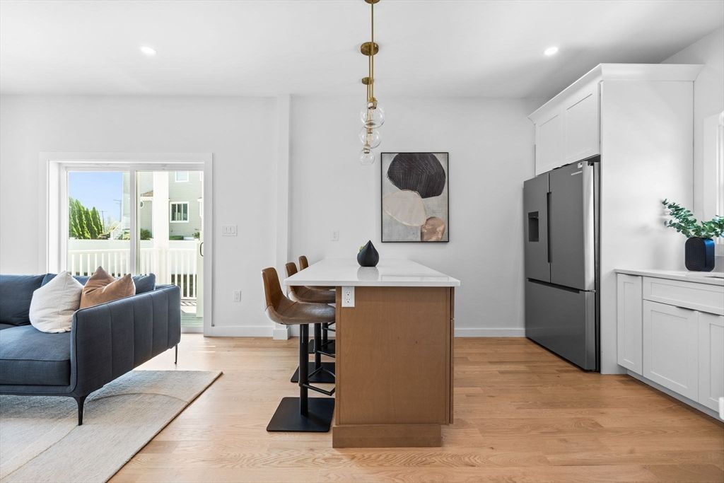Home Office, Interior, Kitchen, Pendant Lights, Recessed Lighting, Wood Texture Flooring