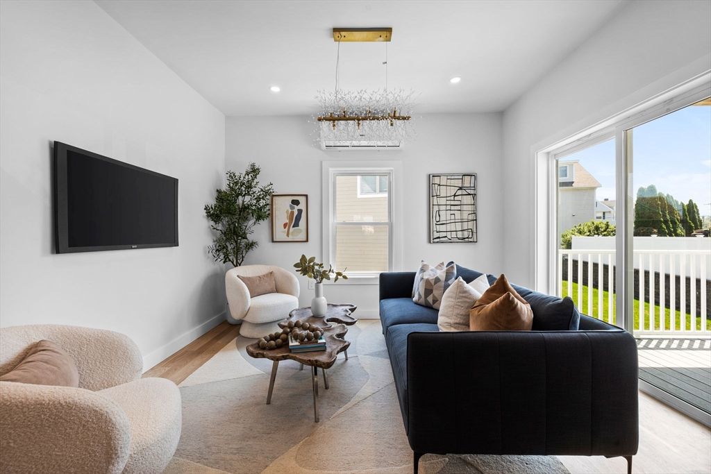 Chandelier, Interior, Living room, Recessed Lighting, Wood Texture Flooring