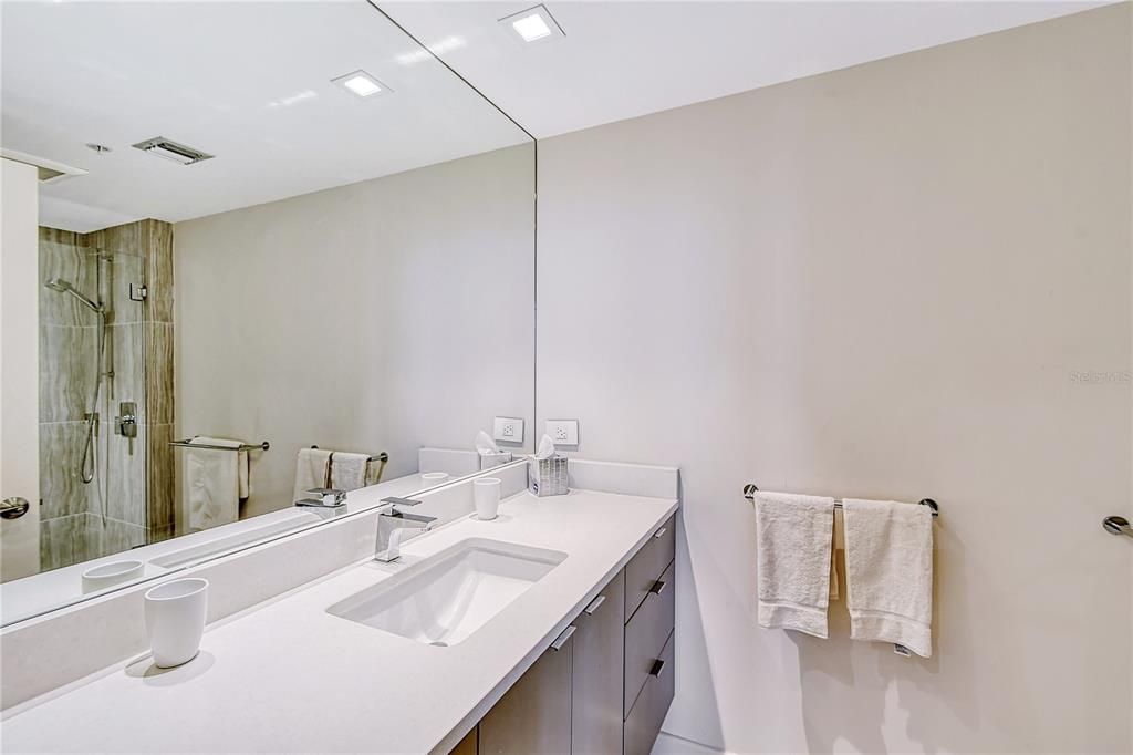 Bathroom, Dual Sink Vanities, Glass Shower, Interior, Recessed Lighting