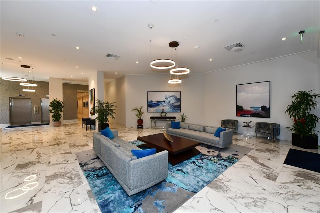 Interior, Living room, Marble, Pendant Lights, Recessed Lighting