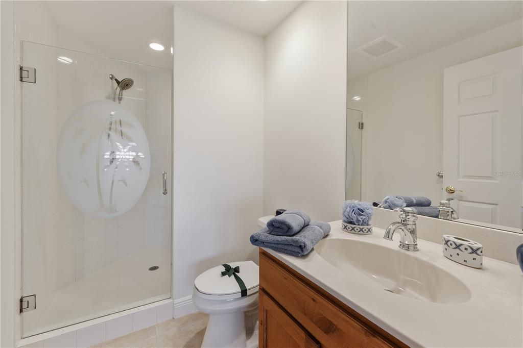 Bathroom, Glass Shower, Interior, Recessed Lighting