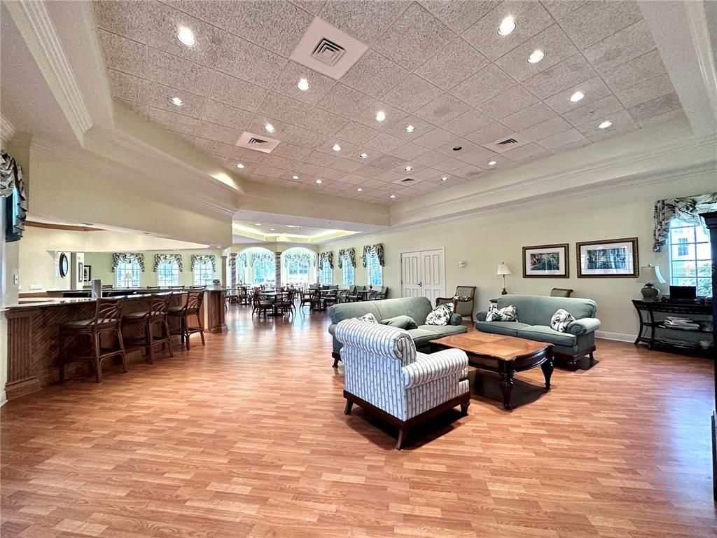 Dining room, Interior, Living room, Recessed Lighting, Wood Texture Flooring