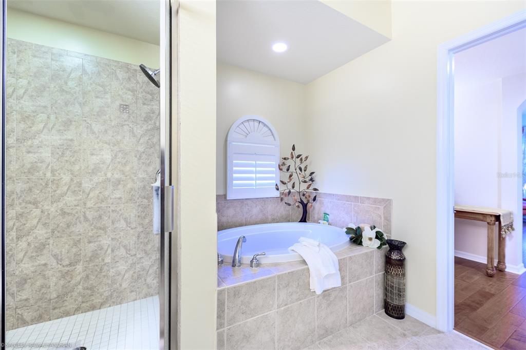 Bathroom, Glass Shower, Interior, Recessed Lighting, Wood Texture Flooring