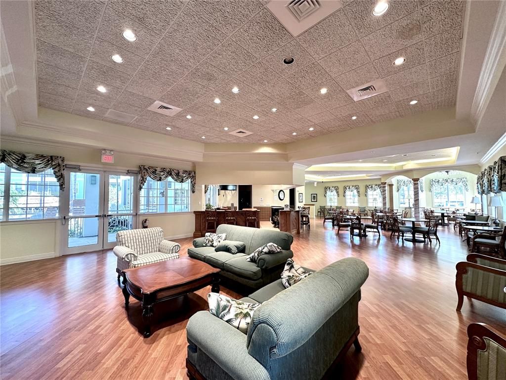 Dining room, Interior, Living room, Recessed Lighting, Wood Texture Flooring