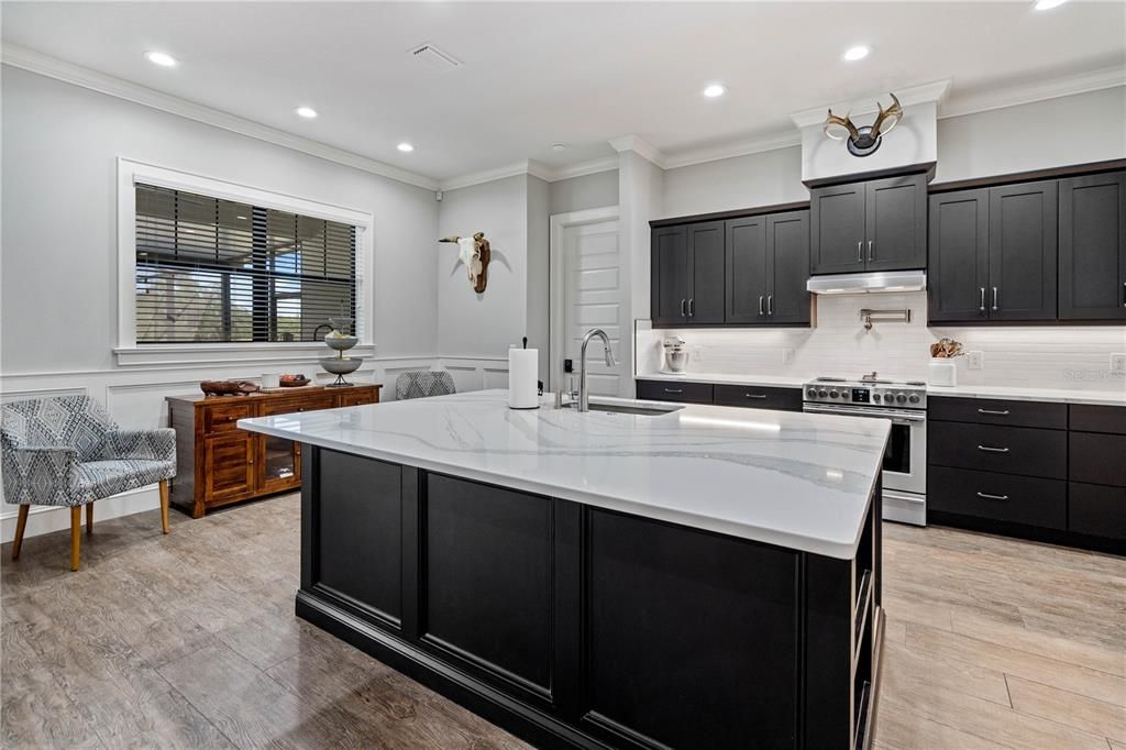 Interior, Kitchen, Recessed Lighting, Wood Texture Flooring