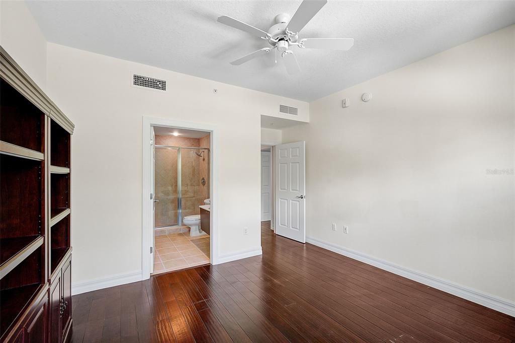 Bathroom, Empty room, Glass Shower, Interior, Wood Texture Flooring