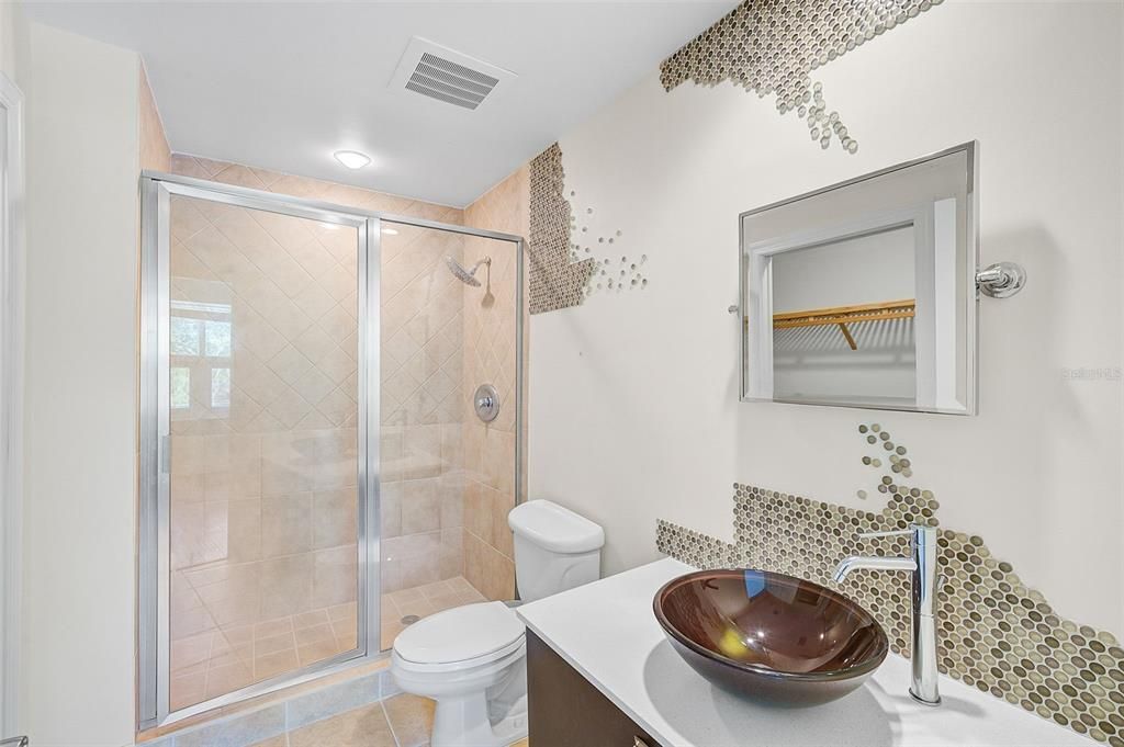 Bathroom, Glass Shower, Interior, Recessed Lighting