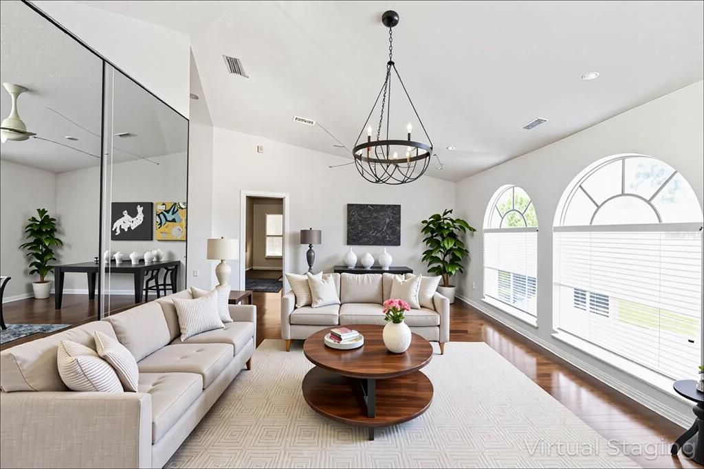 Chandelier, Interior, Living room, Recessed Lighting, Wood Texture Flooring
