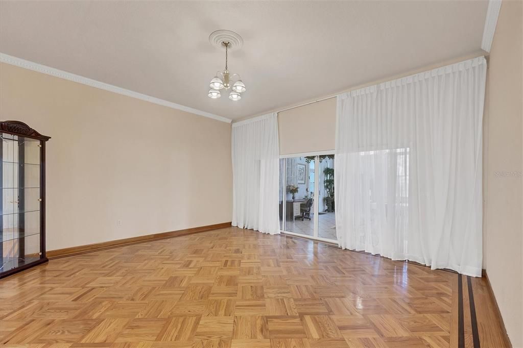 Empty room, Interior, Pendant Lights, Wood Texture Flooring