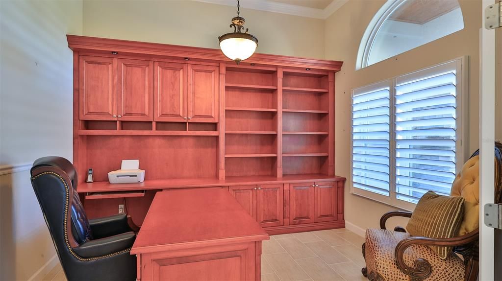 Home Office, Interior, Pendant Lights, Wood Texture Flooring
