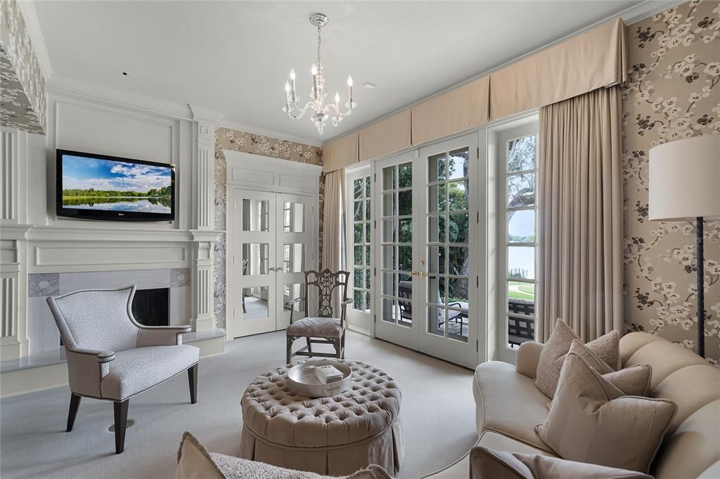 Chandelier, Fireplace, Interior, Living room, Recessed Lighting