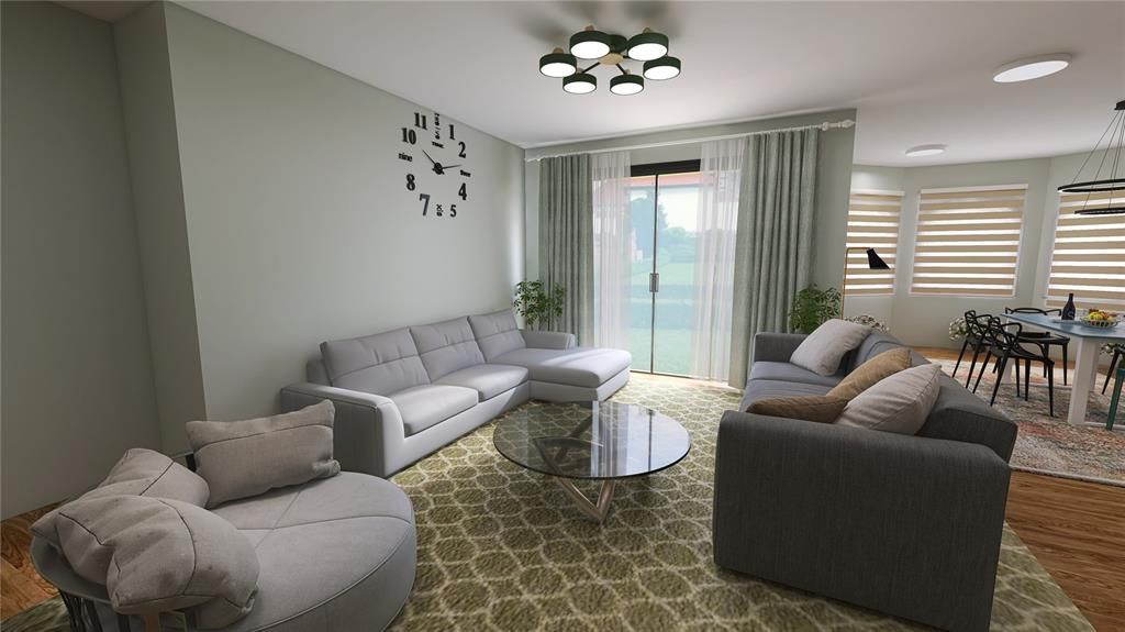 Dining room, Interior, Living room, Pendant Lights, Wood Texture Flooring