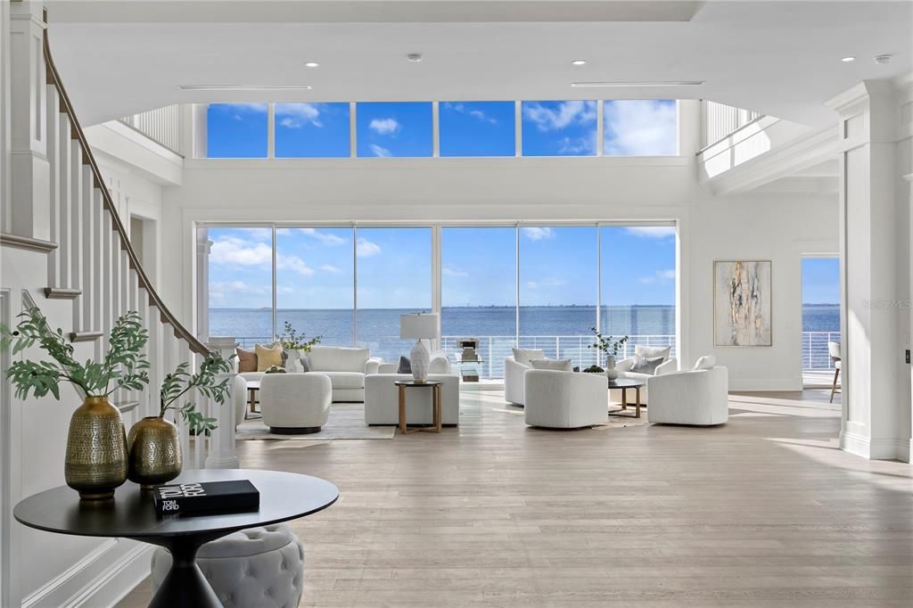 Interior, Living room, Recessed Lighting, Water, Wood Texture Flooring