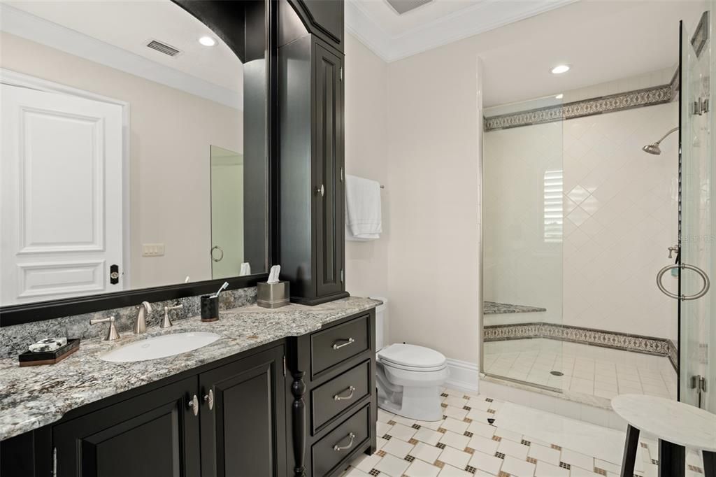 Bathroom, Glass Shower, Interior, Recessed Lighting