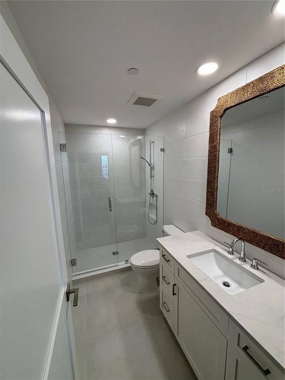 Bathroom, Dual Sink Vanities, Glass Shower, Interior, Recessed Lighting