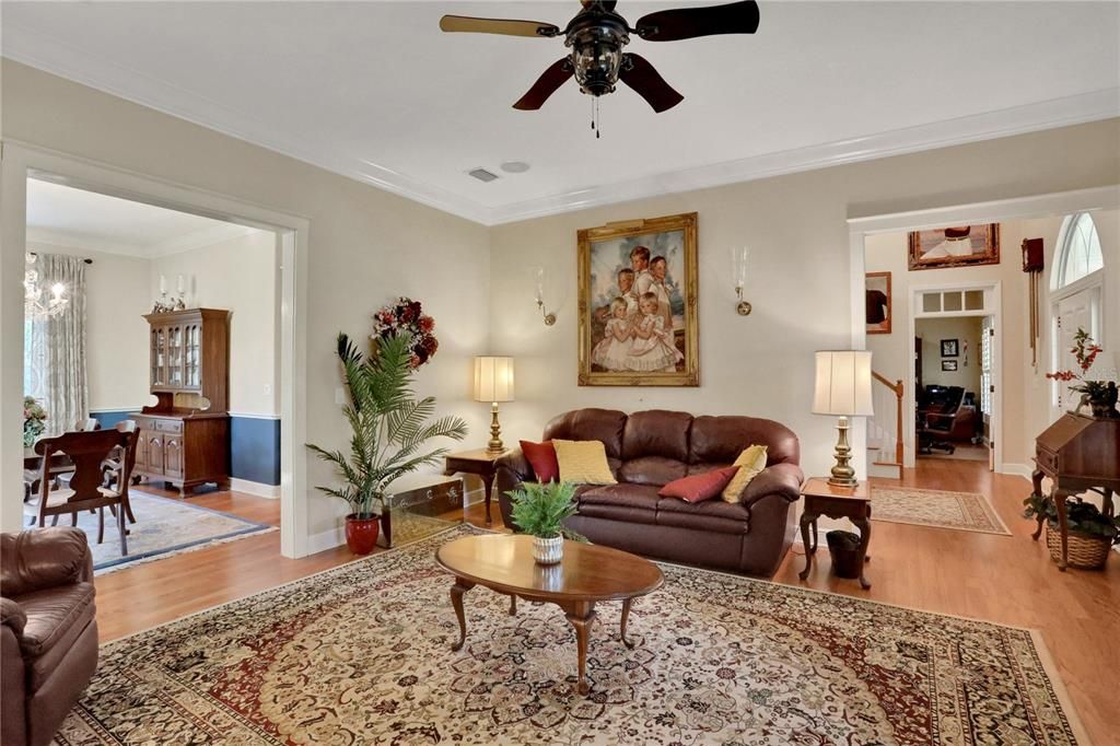 Dining room, Interior, Living room, Pendant Lights, Wood Texture Flooring