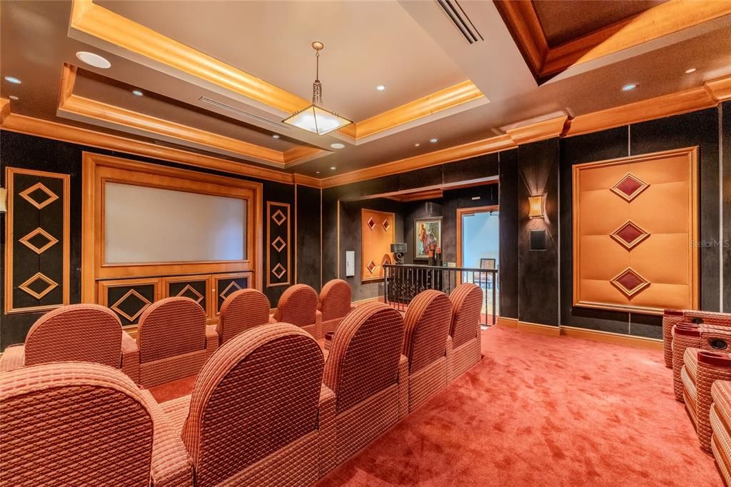 Home Theatre Room, Interior, Pendant Lights, Projection Screen, Recessed Lighting, Theatre Room