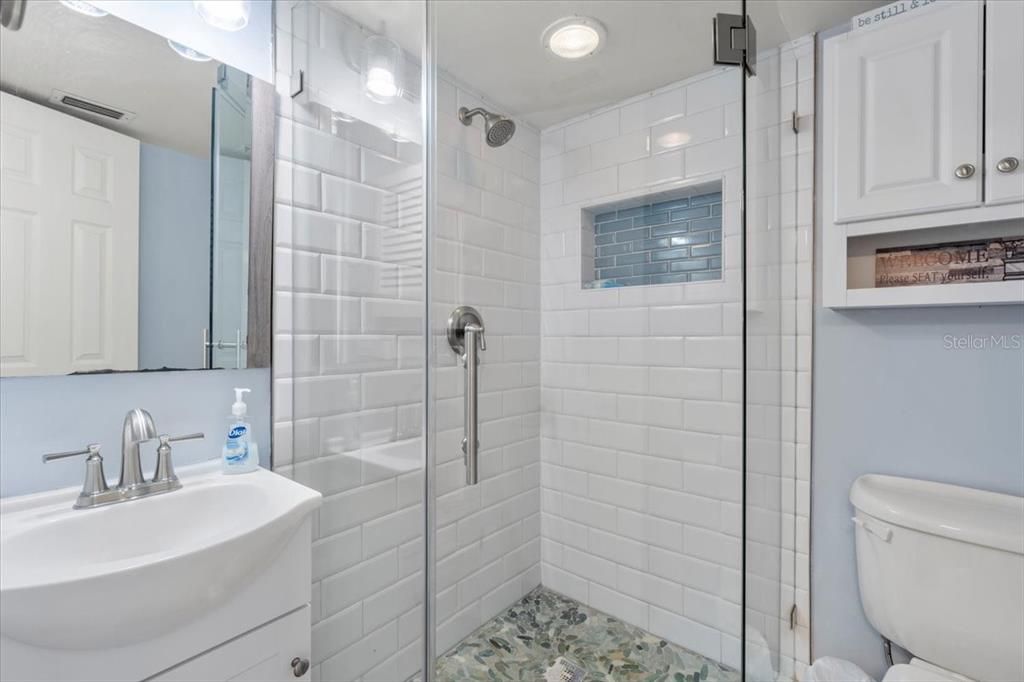 Bathroom, Glass Shower, Interior, Recessed Lighting