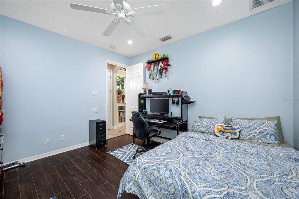 Bedroom, Home Office, Interior, Recessed Lighting, Wood Texture Flooring
