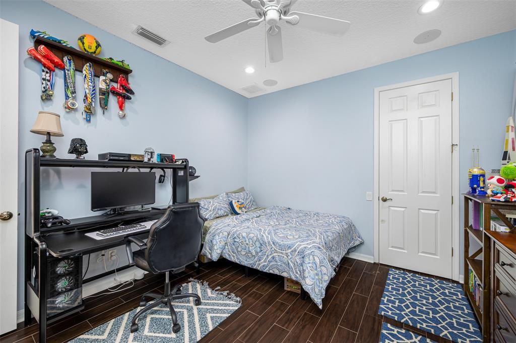 Bedroom, Home Office, Interior, Recessed Lighting, Wood Texture Flooring