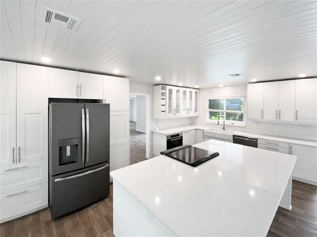 Interior, Kitchen, Recessed Lighting, Wood Texture Flooring