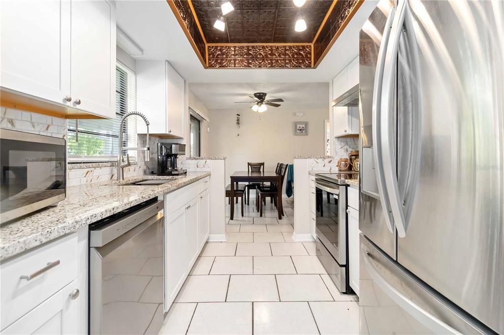 Dining room, Interior, Kitchen, Recessed Lighting, Stainless Steel Appliances