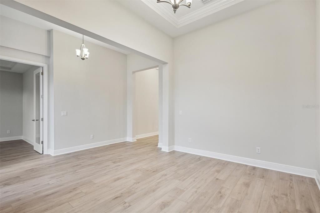 Chandelier, Empty room, Interior, Pendant Lights, Wood Texture Flooring
