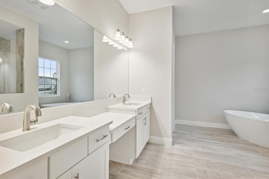 Bathroom, Dual Sink Vanities, Free Standing Baths, Interior, Recessed Lighting