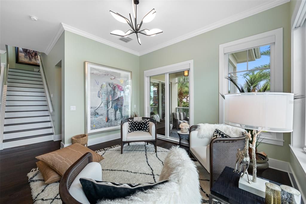 Interior, Living room, Pendant Lights, Wood Texture Flooring