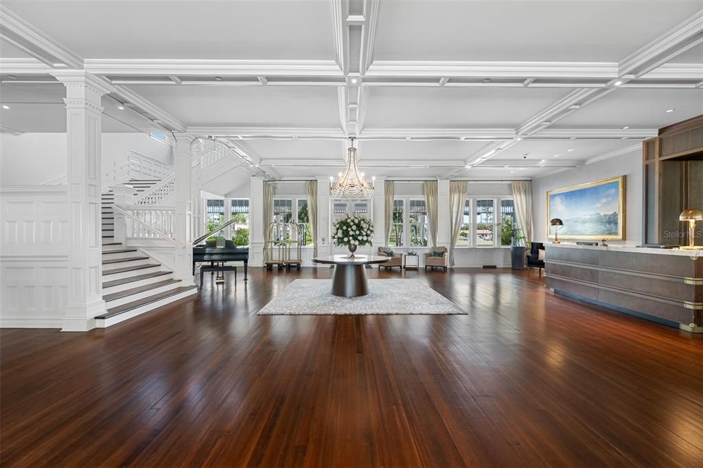 Chandelier, Interior, Living room, Piano, Recessed Lighting, Wood Texture Flooring