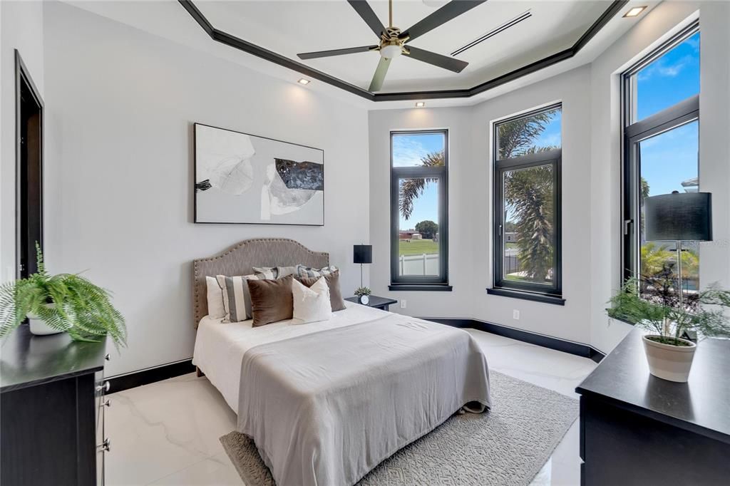 Bedroom, Interior, Marble, Recessed Lighting