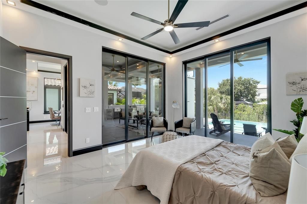 Bedroom, Interior, Marble, Recessed Lighting