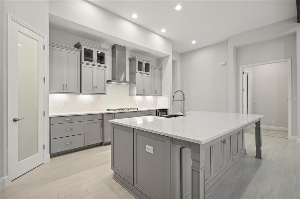 Interior, Kitchen, Recessed Lighting, Wood Texture Flooring