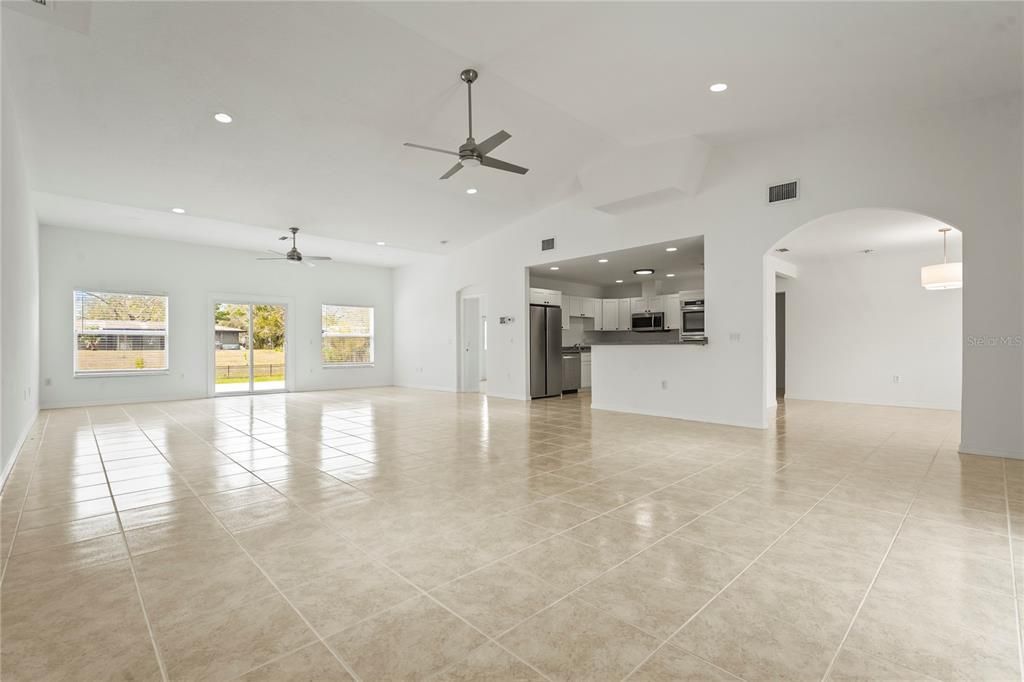 Empty room, Interior, Kitchen, Recessed Lighting, Stainless Steel Appliances