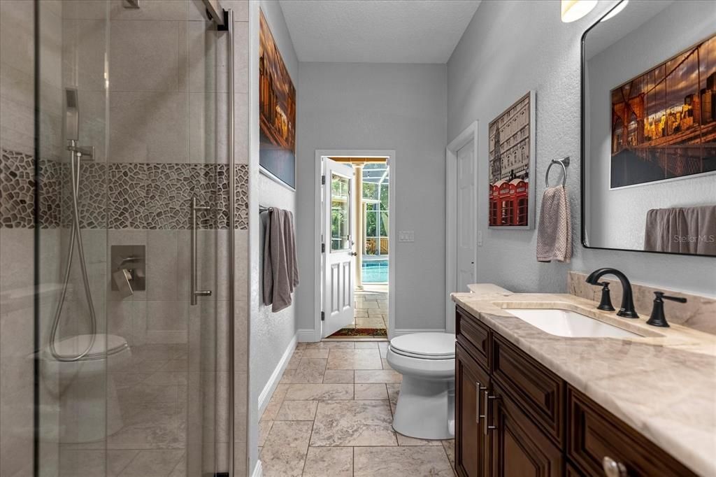 Bathroom, Glass Shower, Interior, Marble