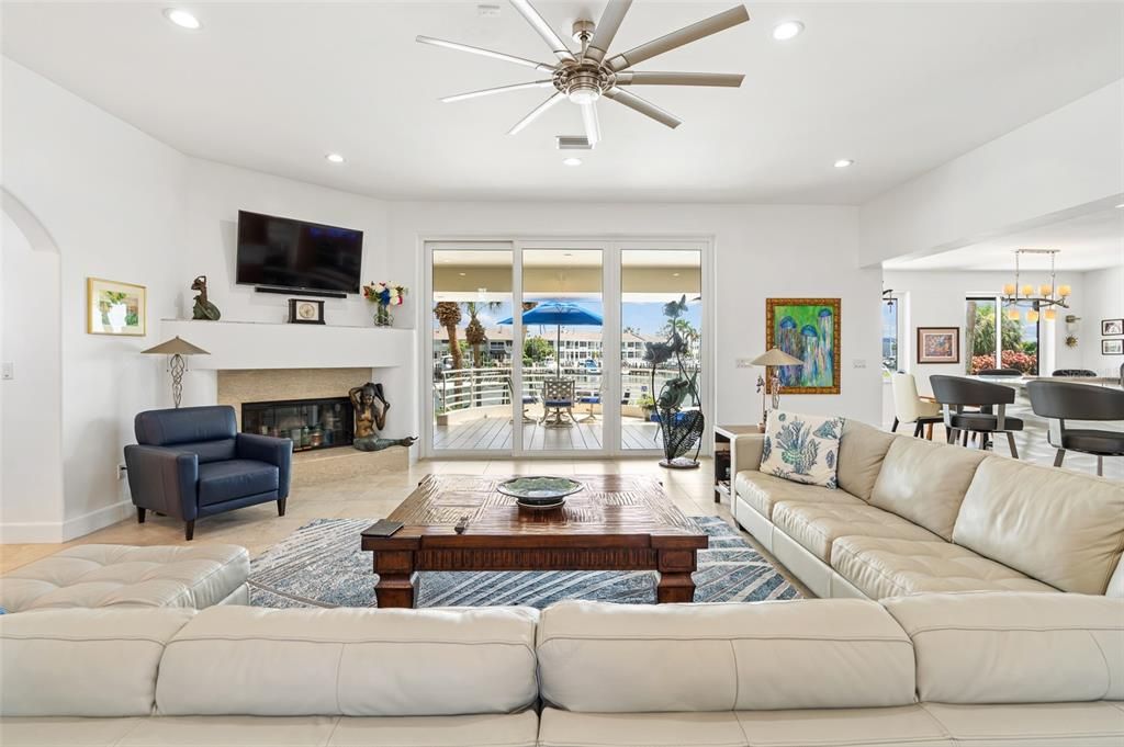 Dining room, Fireplace, Interior, Living room, Pendant Lights, Recessed Lighting