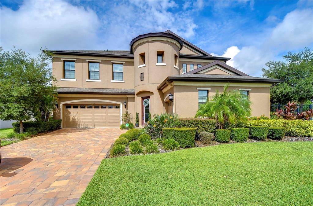 Attached, Backyard, Exterior, Facade, Mediterranean