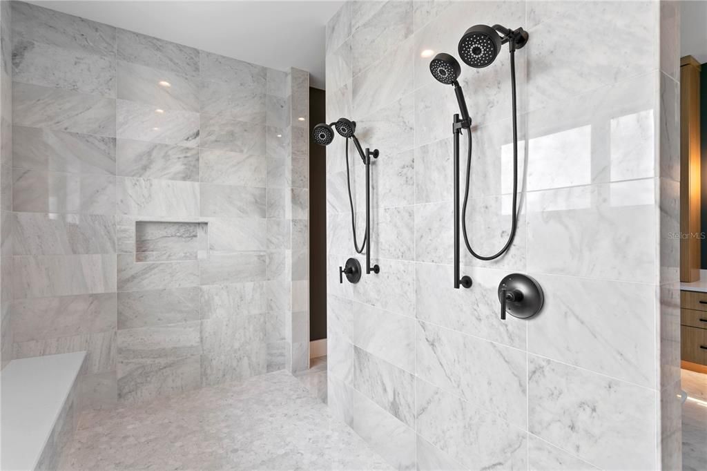Bathroom, Glass Shower, Interior, Marble Walls
