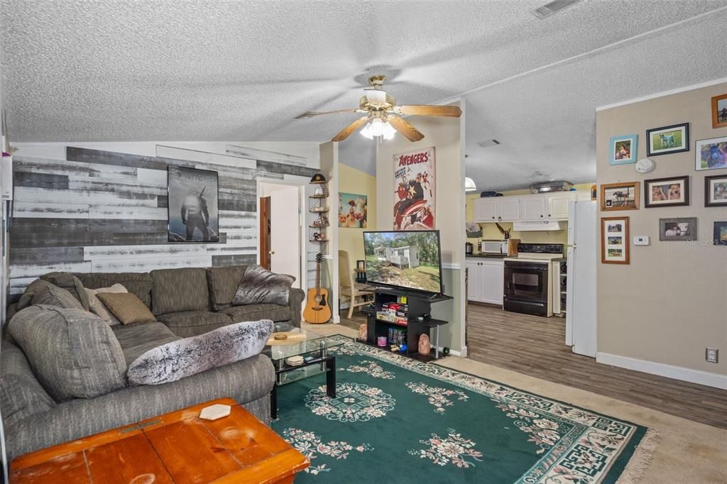 Interior, Kitchen, Living room, Stainless Steel Appliances, Wood Texture Flooring