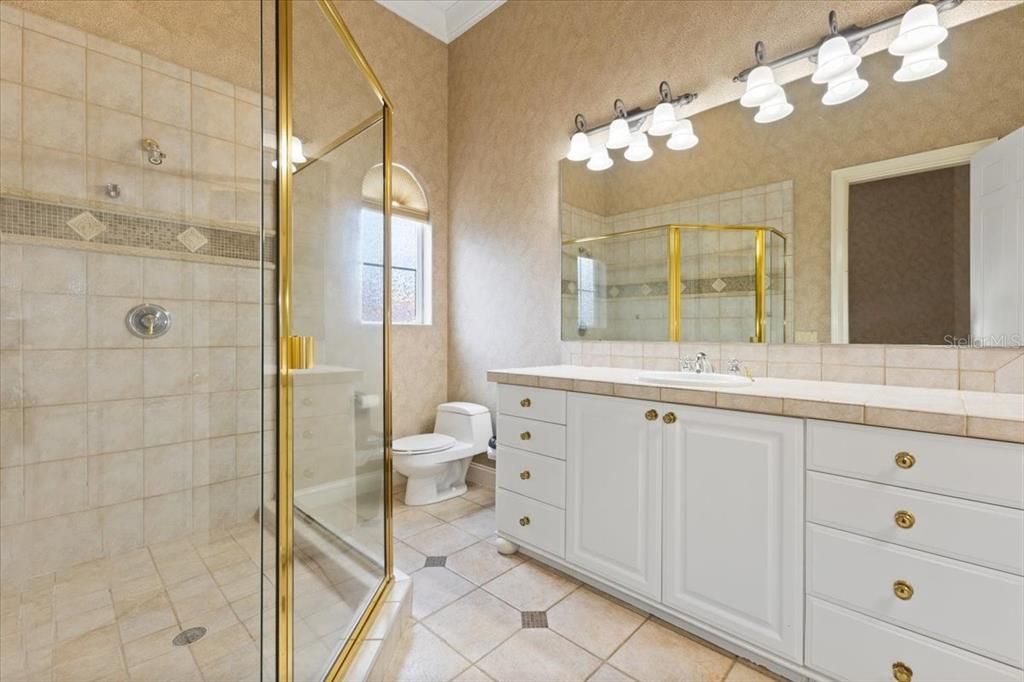 Bathroom, Glass Shower, Interior, Tile Countertops