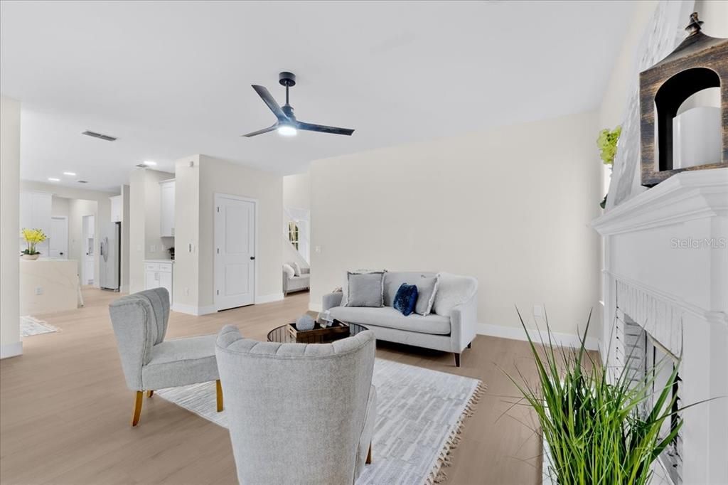 Interior, Living room, Recessed Lighting, Wood Texture Flooring